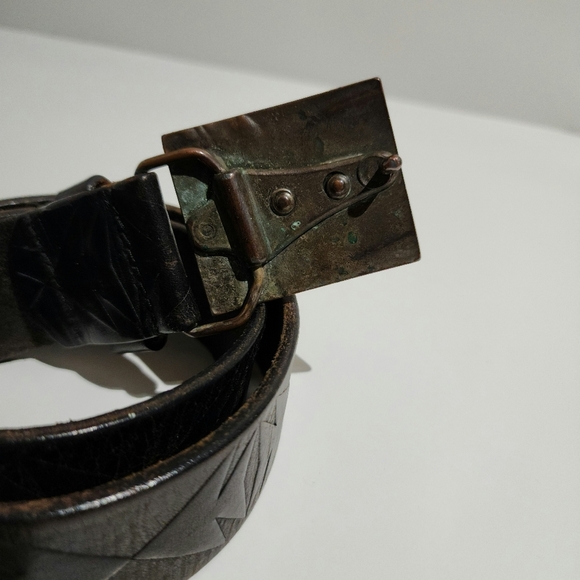 Vintage x 80’s Bronze Metal Buckle Diesel Belt - Picture 6 of 8